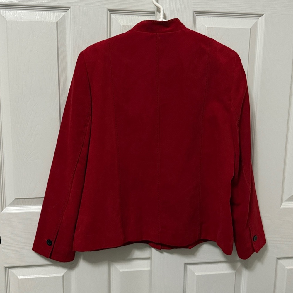 Alfred Dunner Deep Red Button-Front Blazer Jacket - Picture 3 of 3
